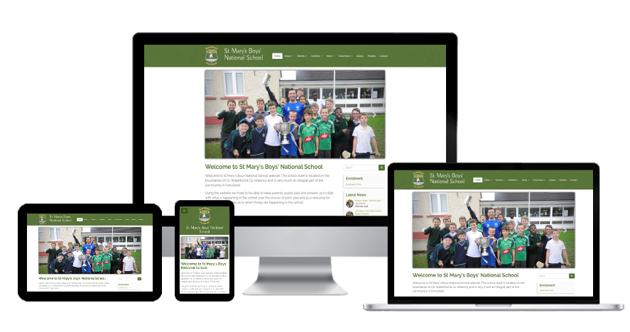 School website redevelopment - Ferrybank School website's home page presented on various devices