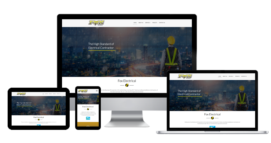 Mobile friendly website - Fox Electrical website's home page presented on various devices