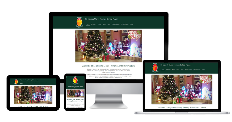 School website design - St Joseph's Mercy Primary School Navan website's home page presented on various devices