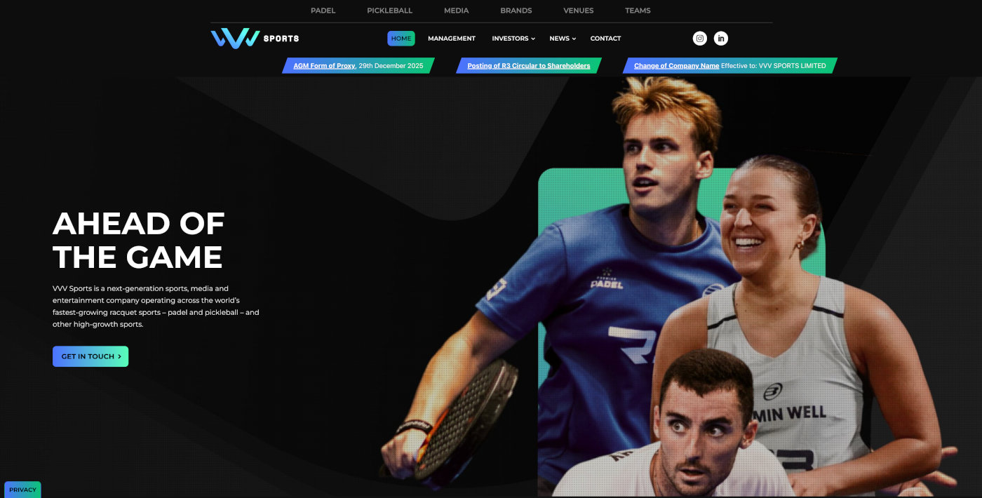 Sports company website redevelopment - VVV Sports